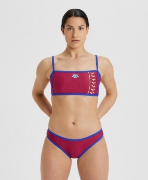 Dámské Bikiny Arena Icons Logo Bandeau Bikini Vínové Blankyt | 9427-XEKUR