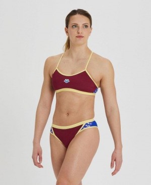 Dámské Bikiny Arena Icons Solid Cross Back Bikini Vínové Blankyt | 9857-OBRGP