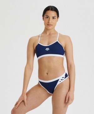 Dámské Bikiny Arena Icons Solid Cross Back Bikini Tmavě Blankyt Bílé | 2160-FTPIS