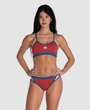 Dámské Bikiny Arena Icons Solid Cross Back Bikini Červené Blankyt | 1247-YULWB