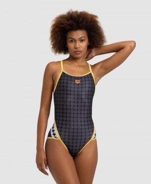 Dámské Body Arena 50th Superfly Back One Piece Černé Viacfarebný Zlaté | 4931-BIHZY