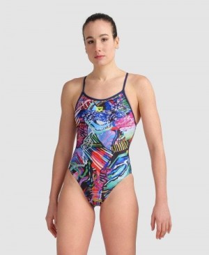 Dámské Body Arena Allover Lace Back One Piece Tmavě Blankyt Viacfarebný | 7589-NXSWC