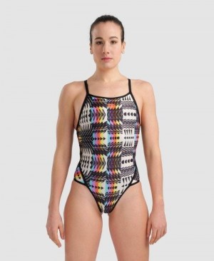 Dámské Body Arena Allover Super Fly Back One Piece Černé Viacfarebný | 1394-NUJAF