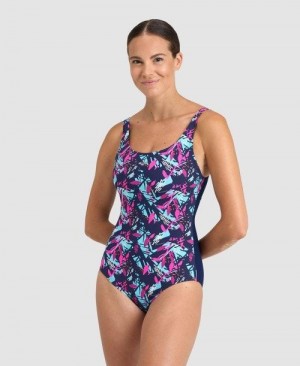 Dámské Body Arena Bodylift Francy Wing Back One Piece Tmavě Blankyt Růžové Viacfarebný | 6389-LNZPD