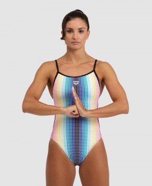 Dámské Body Arena Circle Stripe Lace Back One Piece Černé Viacfarebný | 4902-QNCVS