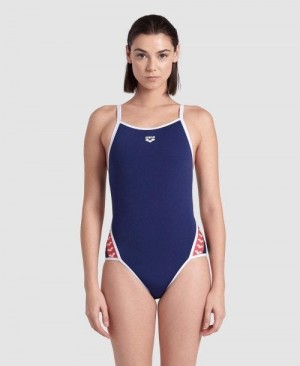 Dámské Body Arena Icons Super Fly Back Solid One Piece Tmavě Blankyt Bílé Červené Viacfarebný | 7065-GIJTL