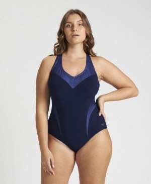 Dámské Body Arena Isabel Light Cross Back One Piece Plus Tmavě Blankyt Světle Blankyt | 8472-TUSIY