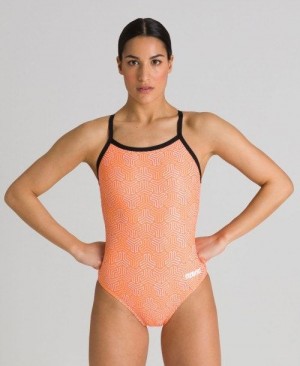 Dámské Body Arena Kikko Light Drop Back One Piece Černé Viacfarebný Oranžové | 5032-SAEXV