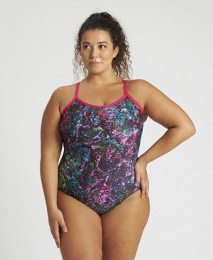 Dámské Body Arena Mountains Texture Light Drop Back One Piece Plus Růžové Viacfarebný | 5907-IRSLQ
