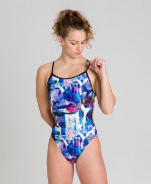 Dámské Body Arena Painterly Lace Back One Piece Černé Viacfarebný | 3804-FIRMP