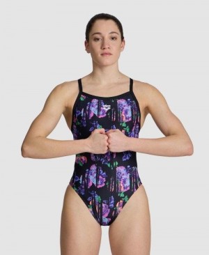 Dámské Body Arena Rose Textures Xcross Back One Piece Růžové | 7659-TBGJP