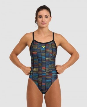 Dámské Body Arena Slow Motion Xcross Back One Piece Černé Tyrkysové Viacfarebný | 6953-CUNOB