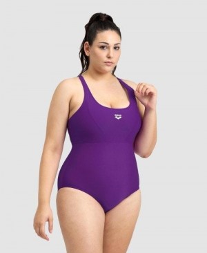 Dámské Body Arena Solid Control Pro Back Plus One Piece Fialové | 1698-NJIGU