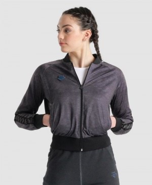 Dámské Bundy Arena Icons Relax Jacket Šedé Černé | 6358-LFQCO