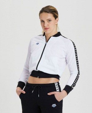 Dámské Bundy Arena Relax Iv Team Full-zip Jacket Bílé Černé Stříbrné | 3028-GCOZE