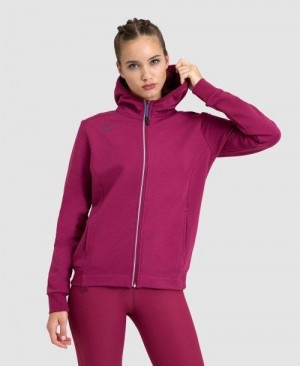 Dámské Bundy Arena Team Hooded Jacket Panel Červené | 0523-QRWNO