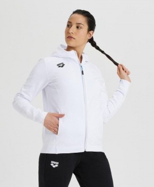 Dámské Bundy Arena Team Hooded Jacket Panel Bílé | 7810-QUHZY