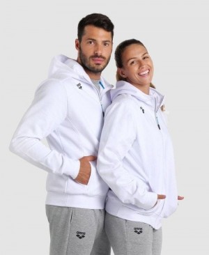 Dámské Bundy Arena Team Hooded Jacket Panel Bílé | 5821-MONLG