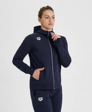 Dámské Bundy Arena Team Hooded Jacket Panel Tmavě Blankyt | 5482-FNVOU