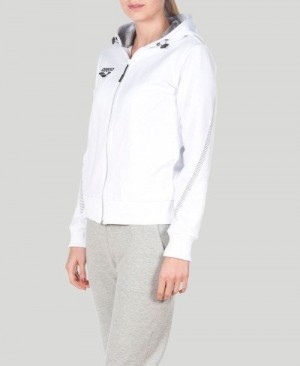 Dámské Bundy Arena Team Line Hooded Jacket Bílé | 3950-WJYNQ