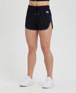 Dámské Kraťasy Arena Icons Taped Short Černé Černé Stříbrné | 3089-IVZEY