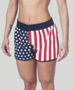 Dámské Kraťasy Arena Official Usa Swimming National Team Flag Print Short Viacfarebný | 1284-EXNOU
