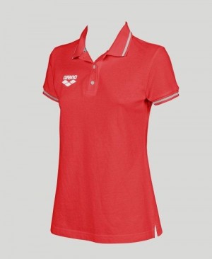 Dámské Kraťasy Arena Team Line Short Sleeve Polo Červené | 2146-EJXDF