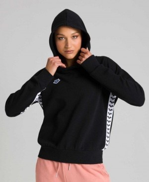 Dámské Mikina s Kapucí Arena Team Hoodie Černé Bílé Černé | 8523-SLTJA