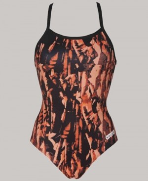 Dámské Plavky Arena Painted Light Drop Back - Maxlife Oranžové | 9285-OZHRK