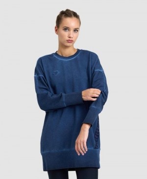 Dámské Pulovr Arena Icons Oversized Crewneck Tmavě Blankyt Tmavě Blankyt Bílé | 7569-SQAUB