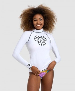 Dámské Pulovr Arena Long Sleeve Rash Guard Bílé Černé | 6725-GCVJU