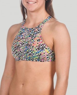 Dámské Top Arena Crop Think Top Černé Viacfarebný Žluté | 3749-DWOBQ