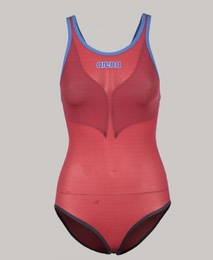 Dámské Top Arena Powerskin Carbon Duo Top - Open Back Tmavě Blankyt Červené Bílé | 7394-XQZKY