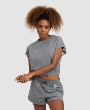 Dámské Tričko Arena Icons Crop Tee Tmavě Šedé | 9861-QZAOP