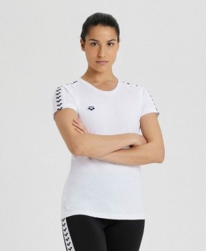 Dámské Tričko Arena Team S/S Tee Bílé Bílé Černé | 2708-OENGM