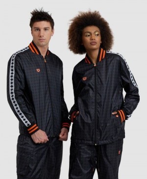 Pánské Bundy Arena 50th Anniversary Black Full Zip Jacket Černé Viacfarebný Bílé Černé | 2719-FMPOS