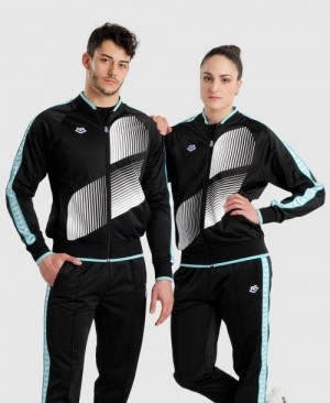 Pánské Bundy Arena Diamonds Relax Iv Jacket Černé Bílé Blankyt | 2985-PEWYD