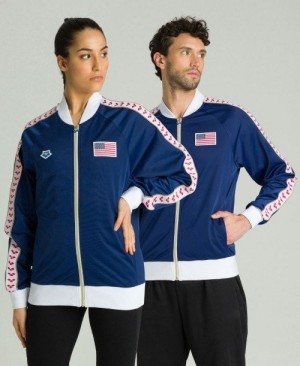 Pánské Bundy Arena Relax Iv Nations Team Jacket Tmavě Blankyt | 4276-KEGQR