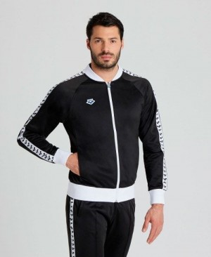Pánské Bundy Arena Relax Iv Team Full-zip Jacket Černé Bílé Černé | 7263-NLIRM