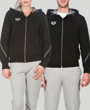 Pánské Bundy Arena Team Line Hooded Jacket Černé | 4582-WVIRN