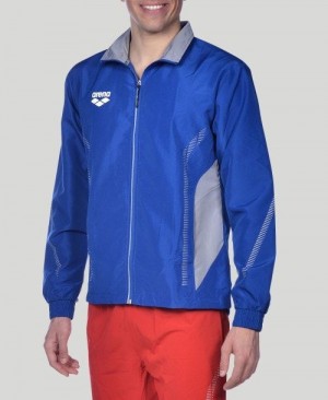 Pánské Bundy Arena Team Line Warm-up Jacket Královská Modrá Šedé | 5194-TZGOD