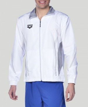 Pánské Bundy Arena Team Line Warm-up Jacket Bílé Šedé | 5073-UPXZV