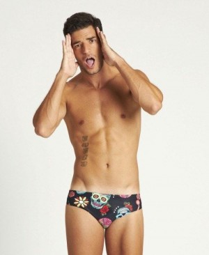 Pánské Kalhotky Arena Crazy Skulls Carnival Brief Černé Viacfarebný | 7418-ECDXR