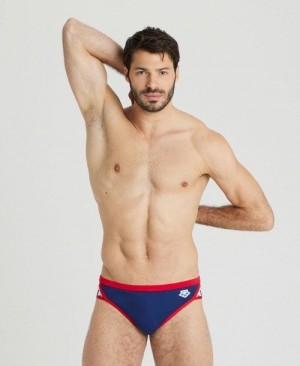 Pánské Kalhotky Arena Icons Brief Tmavě Blankyt Červené | 7941-DBZGJ