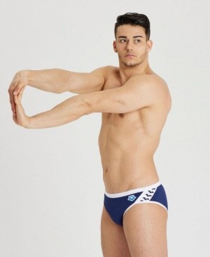 Pánské Kalhotky Arena Icons Brief Tmavě Blankyt Bílé | 4132-ICPFU
