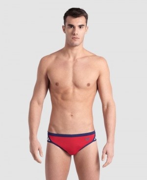 Pánské Kalhotky Arena Icons Brief Červené Tmavě Blankyt | 7358-RSFTN