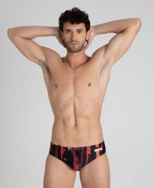Pánské Kalhotky Arena Team Painted Stripes Brief Černé Viacfarebný Červené | 8062-NBGDO