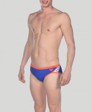 Pánské Kalhotky Arena Team Stripe Brief Blankyt Růžové | 1608-HYANF