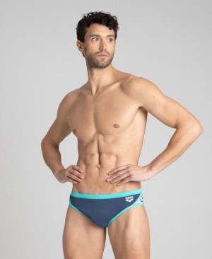 Pánské Kalhotky Arena Team Stripe Brief Tmavě Šedé Mátově Zelená | 1758-RJMIZ