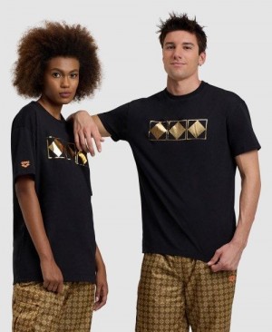 Pánské Kraťasy Arena 50th Anniversary Gold T-shirt Černé | 9614-TWELG